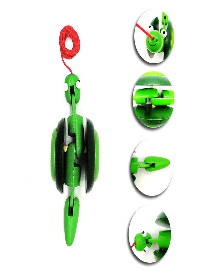 DAISYLIFE™ Walk-A-Long Snail Toddler Wooden Pull Toy | 6.5 x 2.5 Inch | Green - Image 3